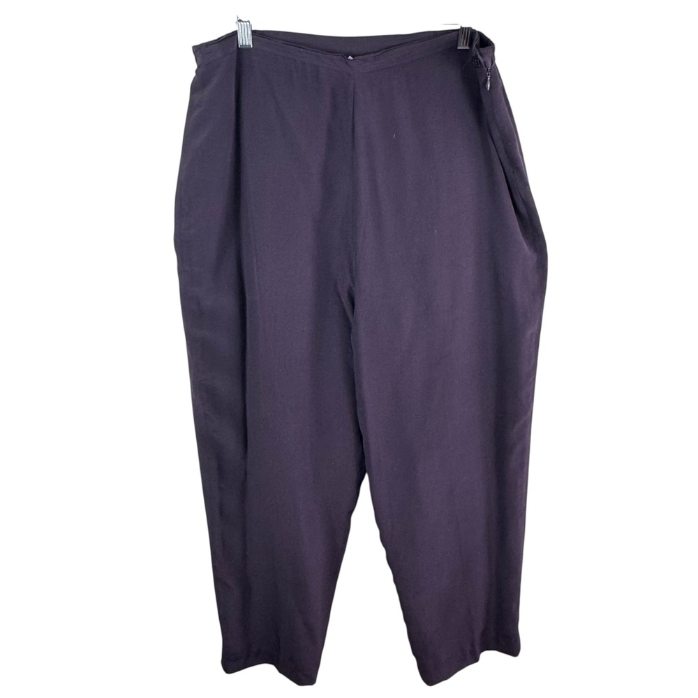 Victoria Holley Vintage Womens Size 16 Purple Silk Lined High Rise Dress Pants‎